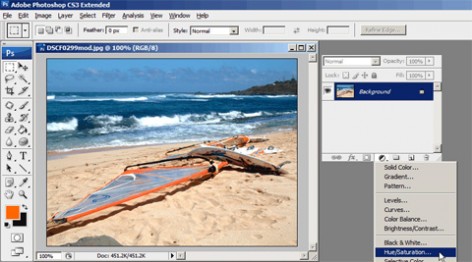 Create Layer Hue/Saturation Adjustment Layer
