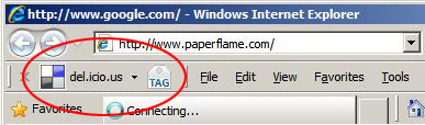 Internet Explorer - Delicious Tag